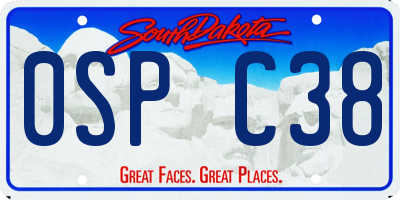 SD license plate 0SPC38