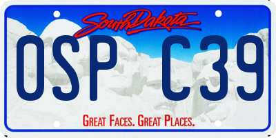 SD license plate 0SPC39