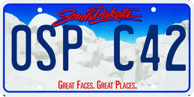 SD license plate 0SPC42