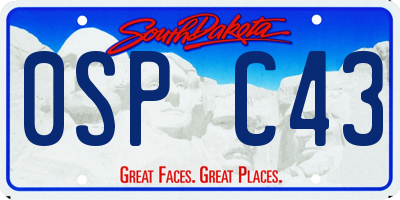 SD license plate 0SPC43