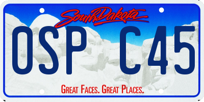 SD license plate 0SPC45