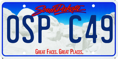 SD license plate 0SPC49
