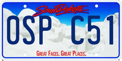SD license plate 0SPC51