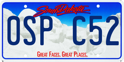 SD license plate 0SPC52