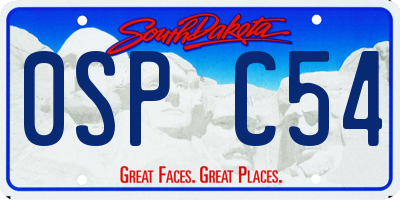 SD license plate 0SPC54