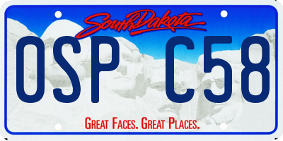 SD license plate 0SPC58