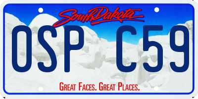 SD license plate 0SPC59