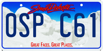 SD license plate 0SPC61