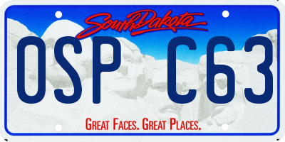 SD license plate 0SPC63
