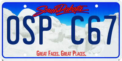SD license plate 0SPC67