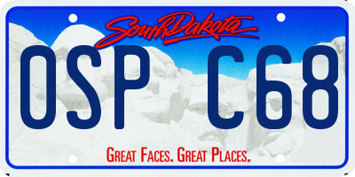 SD license plate 0SPC68