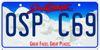 SD license plate 0SPC69