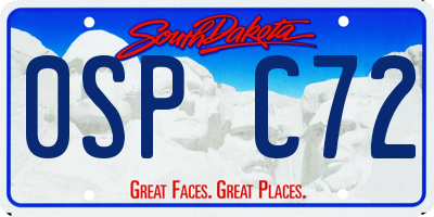 SD license plate 0SPC72