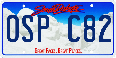 SD license plate 0SPC82
