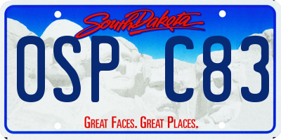 SD license plate 0SPC83