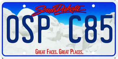SD license plate 0SPC85
