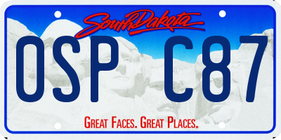 SD license plate 0SPC87