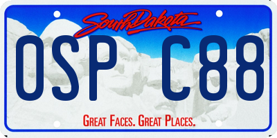 SD license plate 0SPC88