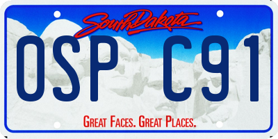 SD license plate 0SPC91