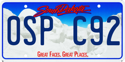 SD license plate 0SPC92