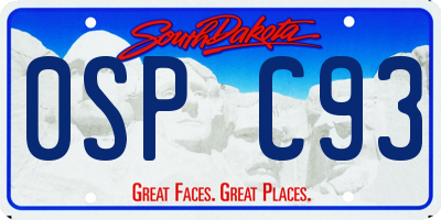 SD license plate 0SPC93