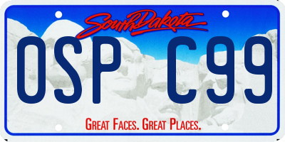 SD license plate 0SPC99