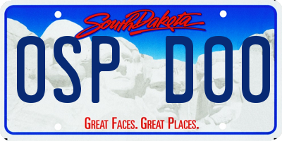 SD license plate 0SPD00