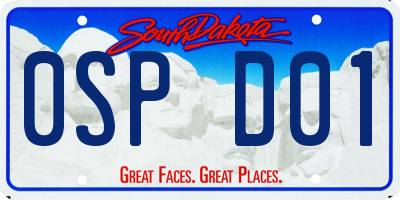 SD license plate 0SPD01