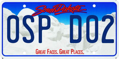 SD license plate 0SPD02