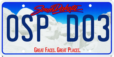 SD license plate 0SPD03