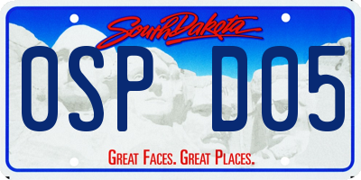 SD license plate 0SPD05