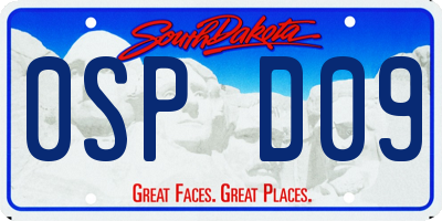 SD license plate 0SPD09