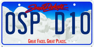 SD license plate 0SPD10