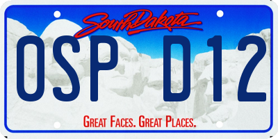 SD license plate 0SPD12