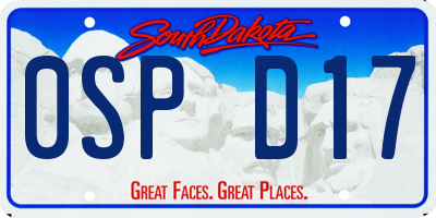 SD license plate 0SPD17