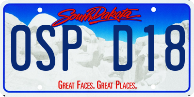 SD license plate 0SPD18