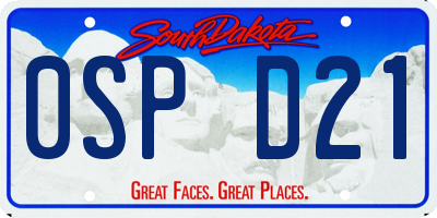 SD license plate 0SPD21