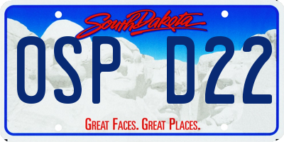 SD license plate 0SPD22