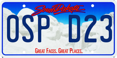 SD license plate 0SPD23