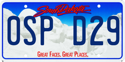 SD license plate 0SPD29