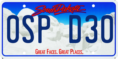 SD license plate 0SPD30