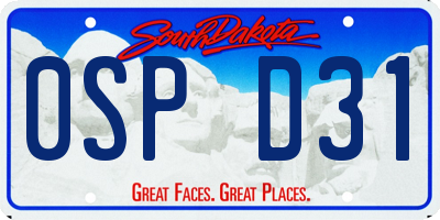 SD license plate 0SPD31
