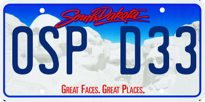 SD license plate 0SPD33
