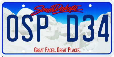 SD license plate 0SPD34
