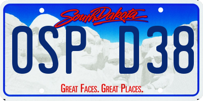 SD license plate 0SPD38