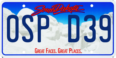 SD license plate 0SPD39