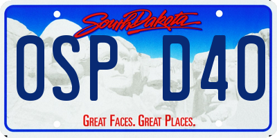 SD license plate 0SPD40