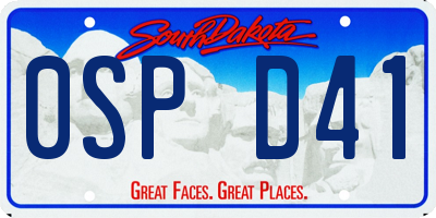 SD license plate 0SPD41