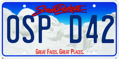 SD license plate 0SPD42