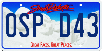 SD license plate 0SPD43